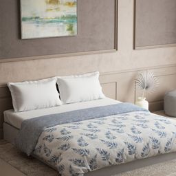 Ddecor Cotton Floral 80 GSM Summer Reversible Double Dohar - Blue-image-63