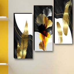 SAF Cream-Coloured & White 3 Pieces Printed Wall Paintings-20