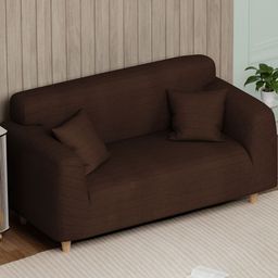 Lukzer Brown Printed Jacquard 1 Piece Sofa Cover With Arms-image-40