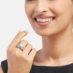ATIBELLE Silver-Plated Cubic Zirconia-Studded Adjustable Finger Ring image 5