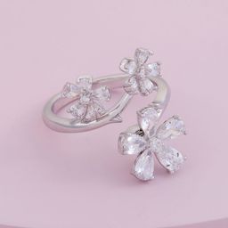 Kushal's Fashion Jewellery Rhodium-Plated Zircon-Studded Finger Ring-13