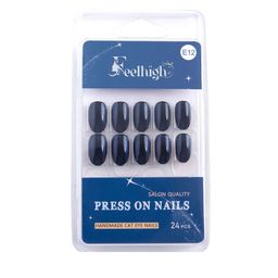 FEELHIGH Set Of 24 Press On Cat Eye Reusable Nails - E-12-11