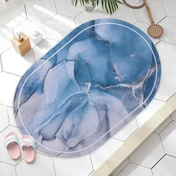Kuber Industries 4 -Pcs  Blue & Grey  240 GSM Anti-Skid Bath Rugs-10