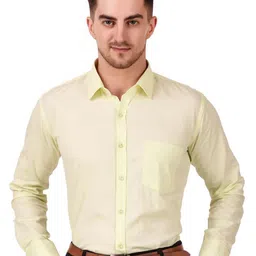 DESIGN UP Men Comfort Spread Collar Solid Cotton Slim Fit Formal Shirt-image-28