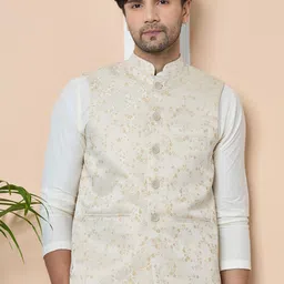 See Designs Woven Design Mandarin Collar Neck Nehru Jacket-image-56