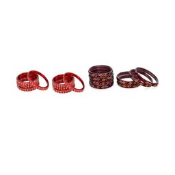 SOMIL Set Of 16 Alloy Artificial Stones and Beads Bangle-picture-0