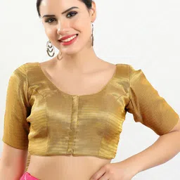 VAMAS - THE DESIGNER BLOUSES Women Round Neck Padded Saree Blouse-image-6
