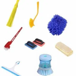 combo Hockey Shaped Toilet Brush and Daily Cleaning Set of 8 Plastic Wet and Dry Brush-picture-21