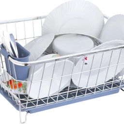 Dish Drainer Kitchen Rack Dish Drainer Basket with Water Tray and Spoon Holder Steel-image-19