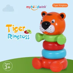 Tiger Ringtoss- 6Pcs Plastic Stacking Multicolored Ring Throw Game for kids.-15