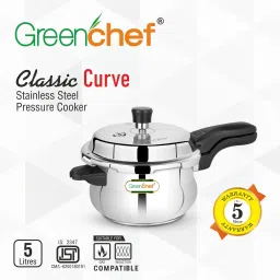 greenchef Classic Curve Induction Bottom Handi Shaped (Heavy Sandwich Bottom) SS 5 L Induction Bottom Pressure Cooker image 3