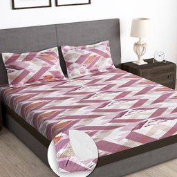 Story@home Pink 180 TC Queen Bedsheet with 2 Pillow Covers-image-65