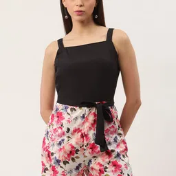 Sleek Italia Printed Playsuit with Waist Tie-Ups-image-89