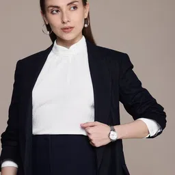 French Connection High Neck Raglan Sleeves Seersucker Top-36