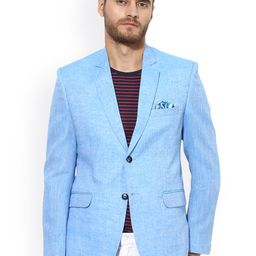 Hangup Men Solid Linen Single-Breasted Slim Fit Blazer-picture-32
