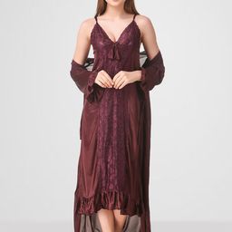 Romaisa Brown Maxi Nightdress-image-86