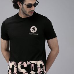 Roadster Men Black & Pink Brand Logo Printed T-shirt-image-22