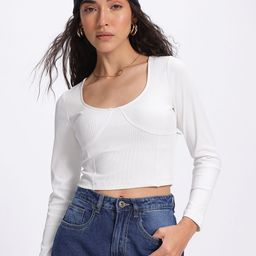 glitchez Blanc Mood Scoop Neck Ribbed Top-image-61