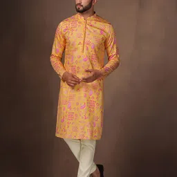 KISAH Paisley Printed Mandarin Collar Kurta With Trousers-picture-29