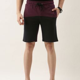 ARISE Men Burgundy Colourblocked Shorts-image-49