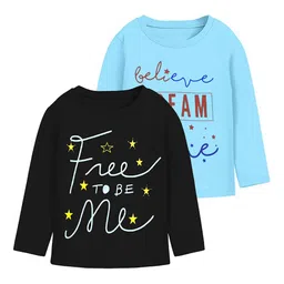 MIST N FOGG Girls Pack Of 2 Typography Round Neck Long Sleeves Printed T-shirt-picture-19