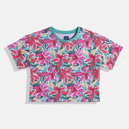 Allen Solly Junior Girls Pure Cotton Floral Printed Crop T-shirt-image-52