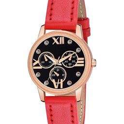 CSAMON Women Patterned Dial & Straps Analogue Watch C25RG_BK Mina RED Leather_F-image-87