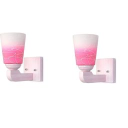 1ST TIME Pink & White Set Of 2 Solid Glass Traditional Cylinder Wall Lamps-picture-45