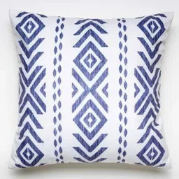 Aura White & Blue Geometric Printed Square Cushion Covers-image-22