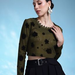 bebe Floral Print Ruffles Lace Crop Top-31
