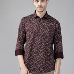 Blackberrys India Slim Fit Abstract Printed Pure Cotton Shirt-image-87