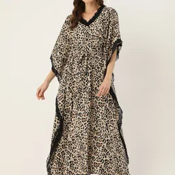 Ms.Lingies Animal Printed Maxi Kaftan Nightdress-image-56