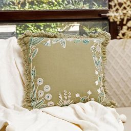 hom&us Green & Beige Floral Square Cushion Covers-image-54