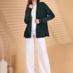 Juelle V-Neck Embellished Open Front Wool Shrug image 4