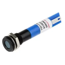 RS PRO Blue Panel Mount Indicator 220V AC, Mounting Hole Size 8 mm, Termination Type Solder Tab, IP Rating IP67, Model No 7001776-5