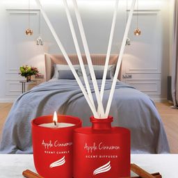 Pan Aromas Apple Cinnamon 2Pcs Red & White Reed Diffuser & Scented Candle Gift Set-17