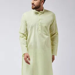 SOJANYA Men Lime Green Solid Straight Kurta-picture-16