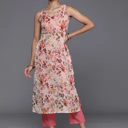 Varanga Floral Printed High Slit Kurta with Trousers-58