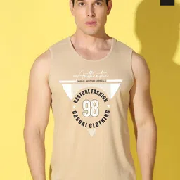 WOOSTRO Pack Of 2 Printed Combed Cotton Gym Vests VWS26(98 RUST)(MORE BLACK)-19