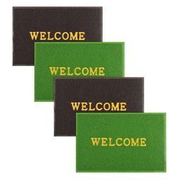 Kuber Industries Set Of 4 Green & Brown Anti-Skid Doormats-72
