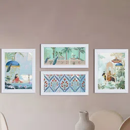 Art Street Blue 4 Piece Synthetic Wood Other Wall Paintings-19