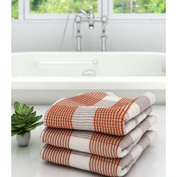 Athom Living 100% Cotton Bath Towels Pin Stripes Print Pack of 3 - Red-image-105