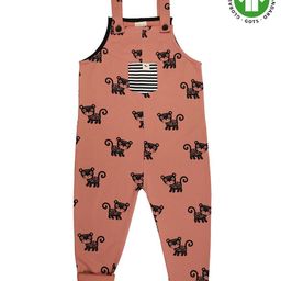 Turtledove London Sleeveless Organic Cotton Dungaree Puppy Print - Peach-image-54