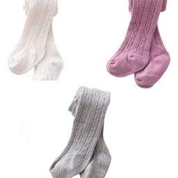 SYGA Baby Tights Soft Leggings For Girls Stockings Socks Pants Pack Of 3, - White Purple Grey-image-70