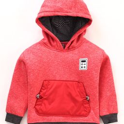 Little Kangaroos Full Sleeves Hooded Sweatshirt Solid - Coral-image-66