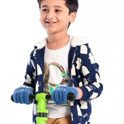 Babyhug Cotton Full Sleeves Boo Print Sweat Jacket With Zipper & Hood - Navy Blue-image-33