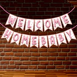Wobbox Welcome Home Baby Banner Welcome Home Decoration Pink Length- 90 Cm-picture-7