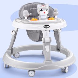 fab n funky Multifunctional 360 Degree Baby Walker with 3 Level Height Adjustment & Musical Play Tray Cum Feeding Tray -  Grey-picture-42