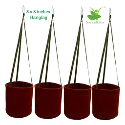 sow & grow Geo Fabric Hanging Grow Bag - Set of 4-picture-2