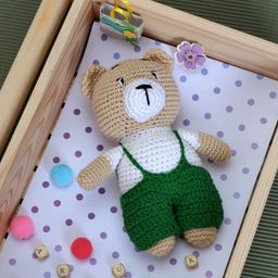 Love Crochet Art Crochet Bear Boy Soft Toys - Green-image-88
